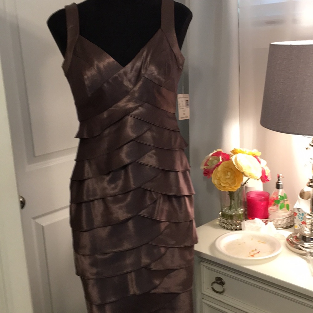 New! dressbarn Bronze Satin Look Dress